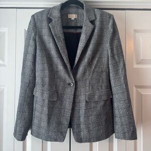 LOFT Blazer Plaid Black and Gray